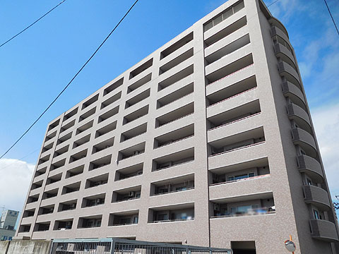 現地外観写真　≪南側外観≫　全戸南向き／逆梁アウトフレーム設
