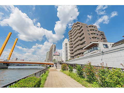 現地土地写真　南西側隅田川テラスから撮影